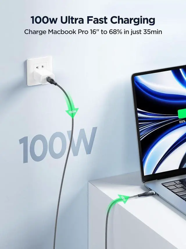 Alt view image 3 of 7 - USB C to USB C Cable 100W USBC to USBC [6FT 2Pack] 5A USB Type C to C Cable Fast Charging Braided USB C to C Charger Cord for iPhone 15 Pro Max,/Air,Samsung Galaxy S24 Ultra S23,iPad Pro