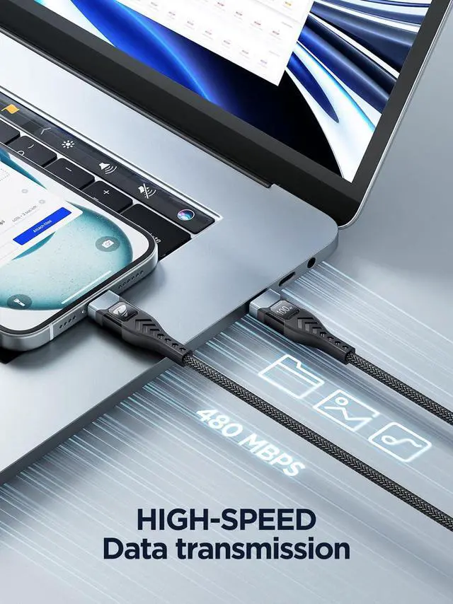 Alt view image 4 of 7 - USB C to USB C Cable 100W USBC to USBC [6FT 2Pack] 5A USB Type C to C Cable Fast Charging Braided USB C to C Charger Cord for iPhone 15 Pro Max,/Air,Samsung Galaxy S24 Ultra S23,iPad Pro