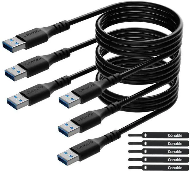 Main image of Short USB to USB Cable 2 Feet (3 Pack) USB 3.0 Male to Male Cord Type A 5Gbps Data Transfer Cable for Hard Drive Laptop DVD Player USB 3.0 Hub Monitor Camera Set Up Box with 5 pcs Ties