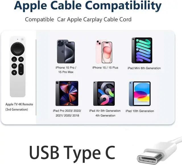 Alt view image 2 of 5 - USB-C Woven Charge Cable for iPhone 16/15 Pro Max Plus Carplay Charger Cord USB A to USB C Charging Cable for Apple Car Carplay for Apple iPhone 16/15 AI Phone USB C Braided Wire Replacement 6Ft