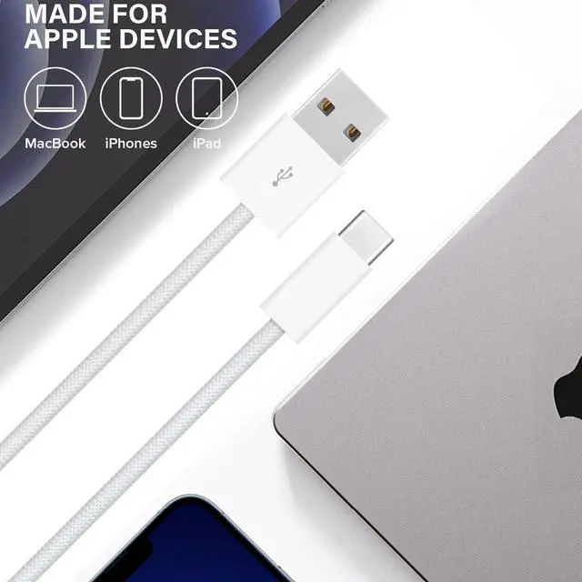 Alt view image 4 of 5 - USB-C Woven Charge Cable for iPhone 16/15 Pro Max Plus Carplay Charger Cord USB A to USB C Charging Cable for Apple Car Carplay for Apple iPhone 16/15 AI Phone USB C Braided Wire Replacement 6Ft