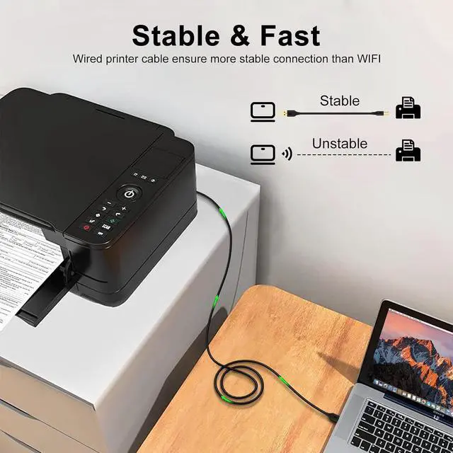 Alt view image 2 of 7 - 10FT USB Printer Cable USB A to USB B Scanner Cable Printer Cord USB Type B High Speed printer cable Long MIDI CABLE for Computer Laptop Digital Piano