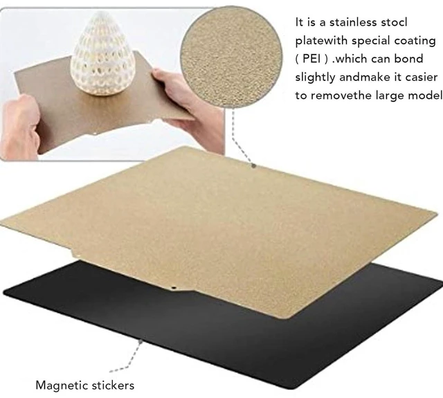 Alt view image 4 of 6 - PEI Build Plate Double Sided Textured 420x420mm Magnetic Steel Bed Sheet for 3D Printer with 0.25mm Thickness for CR 6