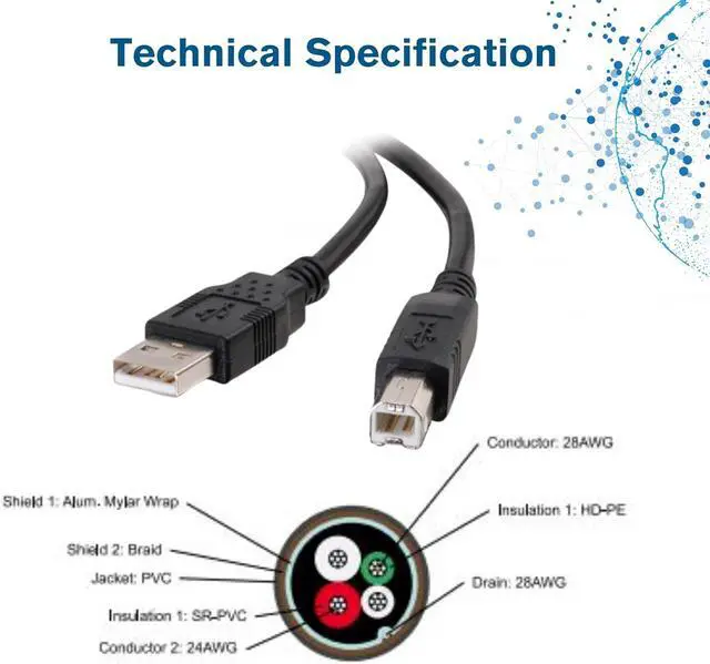 Alt view image 5 of 6 - USB Cable USB 2.0 Cable USB A to B Cable 3.28 Feet (1 Meter) Black Cables to Go 28101