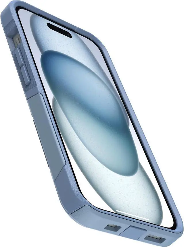 Alt view image 3 of 5 - iPhone 16e 15 14 & 13 Commuter Series Case - Crisp Denim (Blue) Slim & Tough Pocket-Friendly with Port Protection