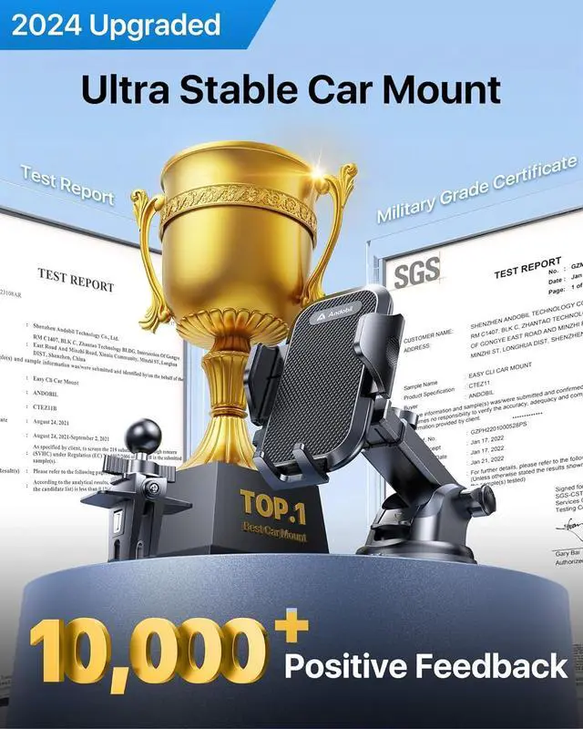Alt view image 2 of 7 - Car Phone Holder Mount (Strong Suction&Bumpy Road Stable) Phone Holders for Your Car Cell Phone Car Mount for Windshield Dash Vent Truck Cradle Stand for iPhone 16 15 Pro Max 14 13 12