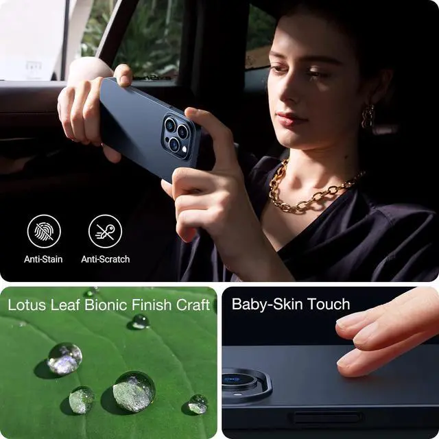 Alt view image 4 of 7 - Slim Fit for iPhone 13 Pro Case 6.1 Inch Never Yellowing Hard PC Ultra Thin Phone Case Super Lightweight Matte Protective Space Black