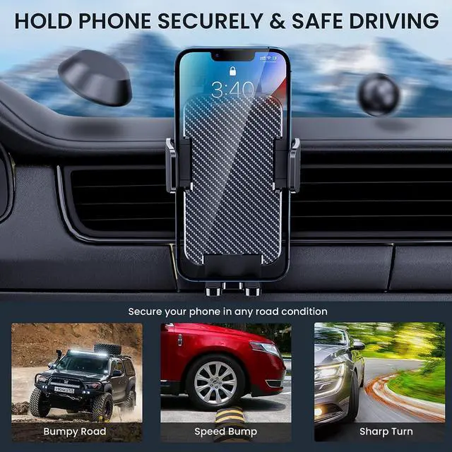 Alt view image 6 of 7 - Phone Mount for Car Phone Holder Mount Cell Phone Holder Car Universal Phone Stand for Car Dashboard Windshield Cell Phone Automobile Cradles Fit iPhone Android (Black)