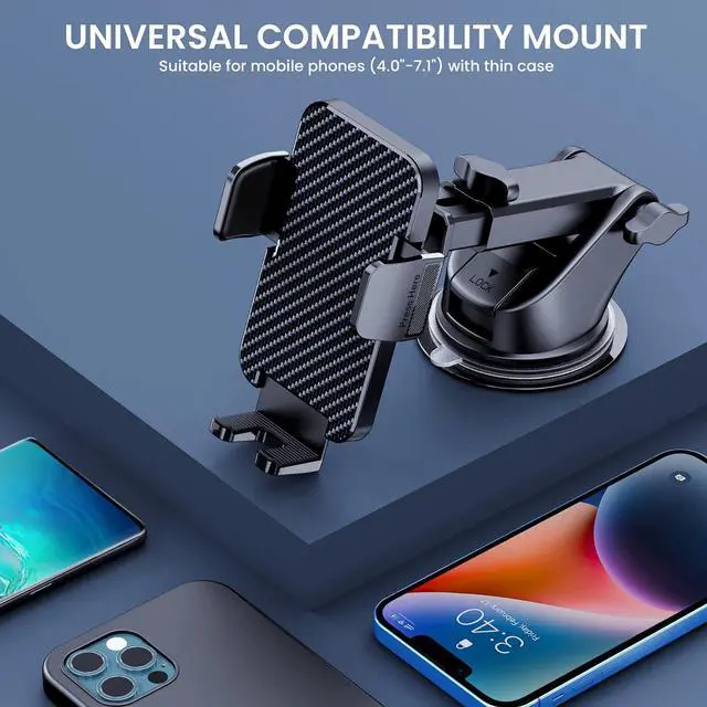 Alt view image 7 of 7 - Phone Mount for Car Phone Holder Mount Cell Phone Holder Car Universal Phone Stand for Car Dashboard Windshield Cell Phone Automobile Cradles Fit iPhone Android (Black)