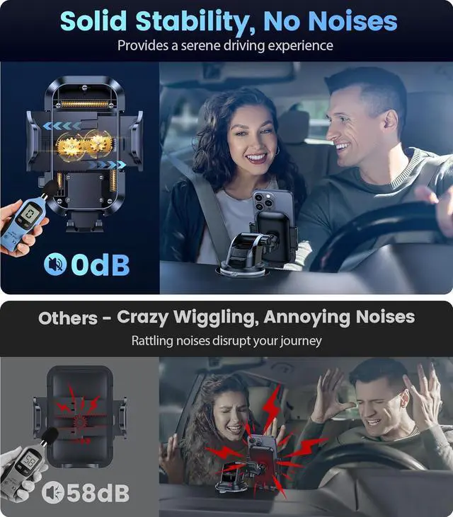 Alt view image 3 of 7 - 3-in-1 Phone Holders for Your Car [2025 Most Stable and Flexible Suction Cup] Vent Dashboard Windshield Cell Phone Car Mount Fit for iPhone  All Phone