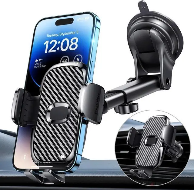 Main image of Car Phone Holder[Military-Grade 360°Suction Cup]Phone Holders for Your Car Universal Accessories Air Vent Dashboard Windshield Phone Mount Automotive Cradles Fit for iPhone Android Smartphone