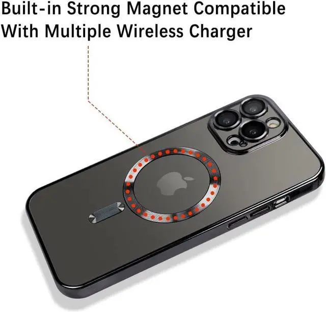 Alt view image 2 of 6 - OOK Phone Case Made for iPhone 11 Pro Max (6.5 Inch) with Camera Lens Protector (Compatible with MagSafe) Anti-Scratch Shockproof Electroplated Slim Phone Cover for Women Men - Black