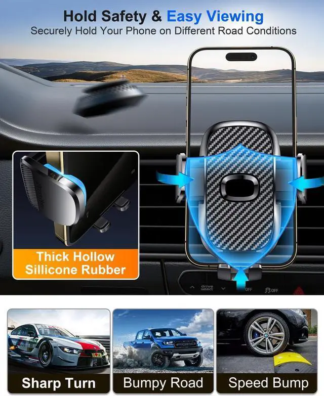 Alt view image 6 of 7 - Car Phone Holder[Military-Grade 360°Suction Cup]Phone Holders for Your Car Universal Accessories Air Vent Dashboard Windshield Phone Mount Automotive Cradles Fit for iPhone Android Smartphone
