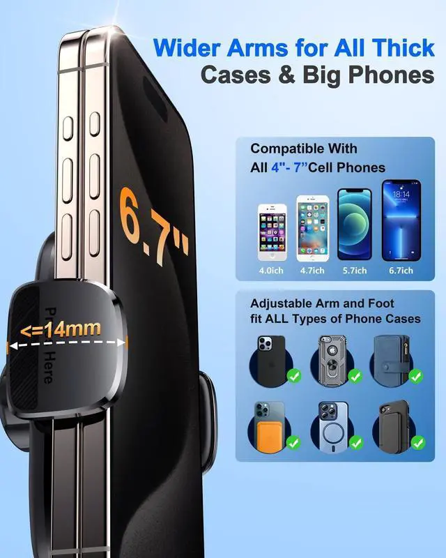 Alt view image 7 of 7 - Car Phone Holder[Military-Grade 360°Suction Cup]Phone Holders for Your Car Universal Accessories Air Vent Dashboard Windshield Phone Mount Automotive Cradles Fit for iPhone Android Smartphone