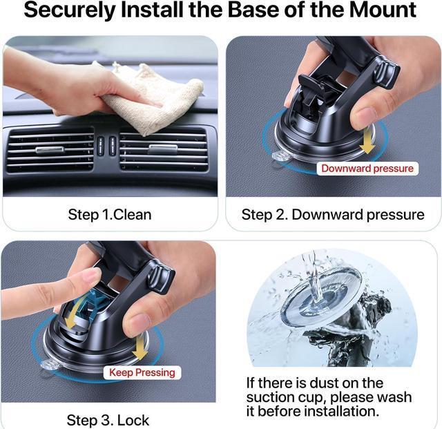 Alt view image 4 of 6 - Car Phone Holder, Universal Hands-Free Phone Holders for Your Car, 3-in-1 Phone Mount for Car Dashboard Windshield Air Vent Compatible with iPhone Samsung Google and All 4" to 7.2" Phones