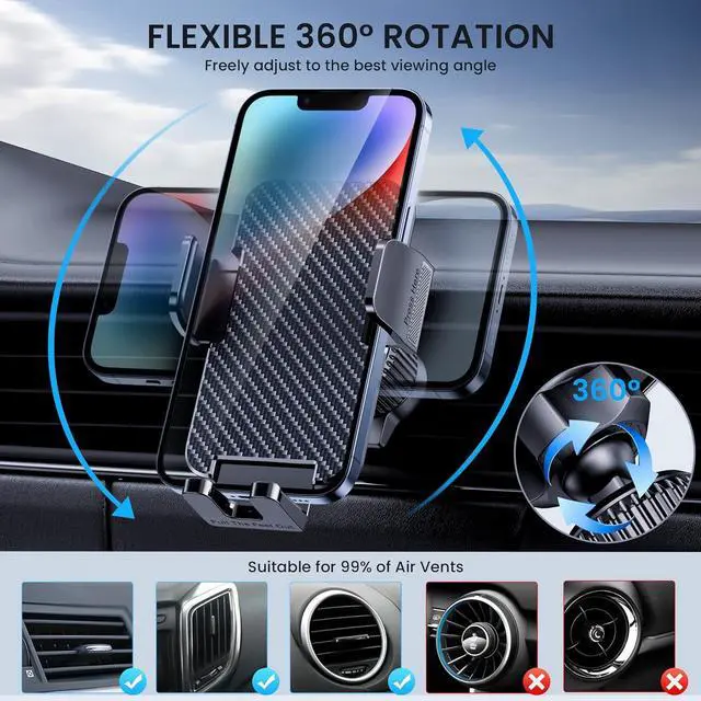 Alt view image 5 of 7 - Phone Mount for Car Phone Holder Cell Phone Holder Hands Free Phone Stand for Car Vent Phone Mount Fit iPhone Android Smartphone Universal