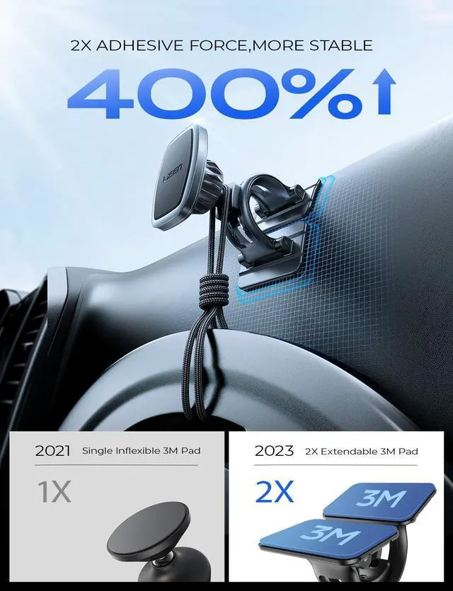 Alt view image 4 of 7 - LISEN Magnetic Car Phone Mount for iPhone and Android with 6 Magnets and Adjustable Arch Design, Black