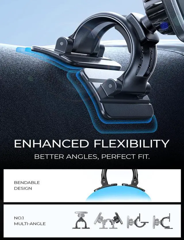 Alt view image 5 of 7 - LISEN Magnetic Car Phone Mount for iPhone and Android with 6 Magnets and Adjustable Arch Design, Black