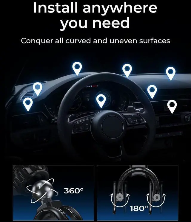 Alt view image 6 of 7 - LISEN Magnetic Car Phone Mount for iPhone and Android with 6 Magnets and Adjustable Arch Design, Black