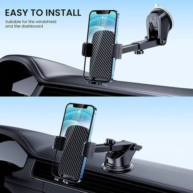Alt view image 2 of 7 - Phone Holder for Car [Military-Grade Suction]Phone Stand for Car Phone Holder Mount [Super Stable] Automobile Cell Phone Holder Car Mount for iPhone Universal Car Dashboard Mount Fit All Phone