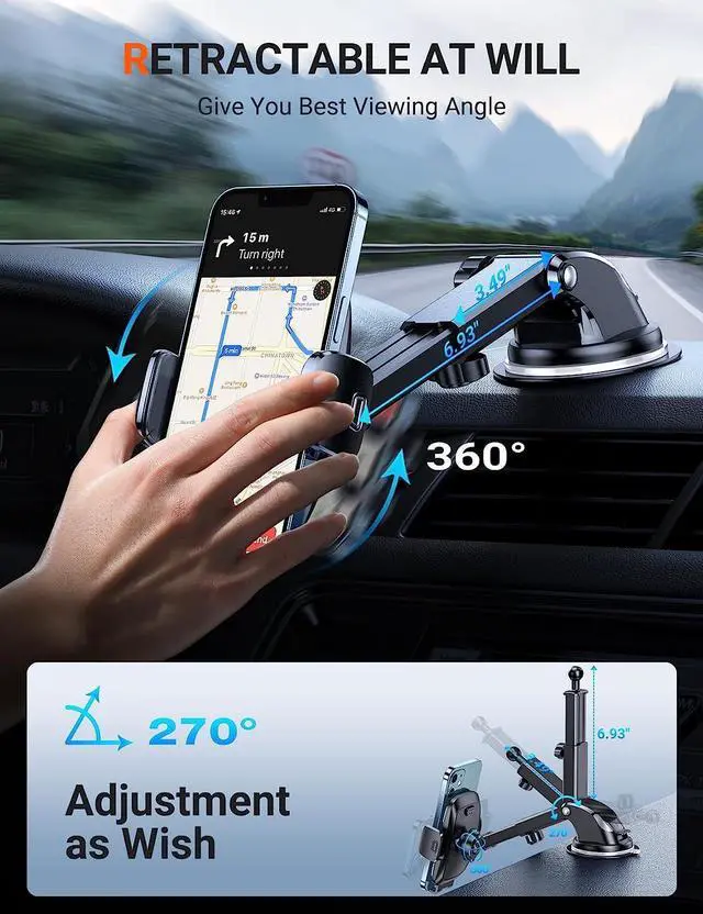 Alt view image 6 of 7 - [Ultra-Durable Cell Phone Holder for Car Universal Mount Dashboard Windshield Vent Compatible with iPhone 16 15 14 13 12 Pro Max  Galaxy S23+ Ultra S10 Note Plus