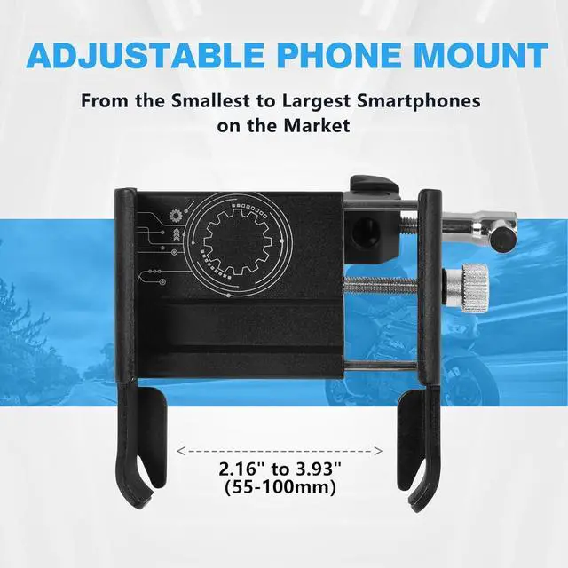 Alt view image 3 of 7 - Phone Holder with Clamp for Golf Cart, All Metal Universal Phone Holder Handlebar Mount Clamp for Golf, Stroller, Bicycle, Bike, Wheelchair