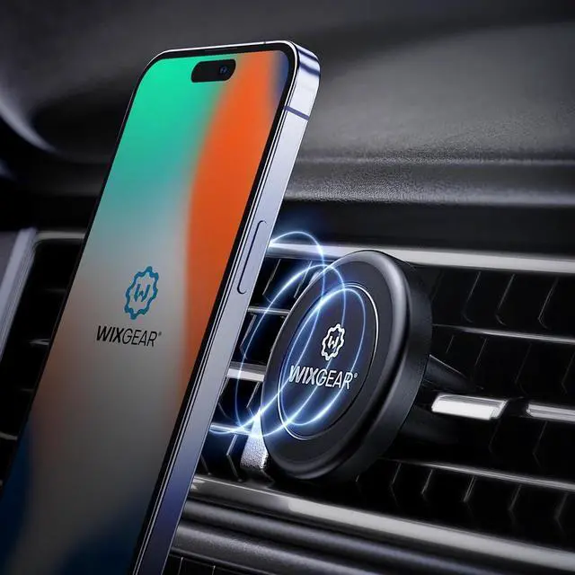 Alt view image 2 of 7 - Magnetic Phone Holder for Car, WixGear [2 Pack] Universal Air Vent Magnetic Phone Mount for Car, Car Phone Holder Mount for Cell Phones and Mini Tablets with 4 Metal Plates