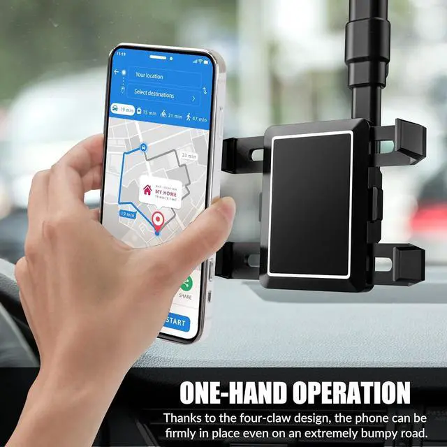 Alt view image 4 of 7 - Rear View Mirror Phone Holder 2023 Rotatable and Retractable Universal Mount Cell Car Fit for iPhone 11 12 13 14 Pro Max  All Phone