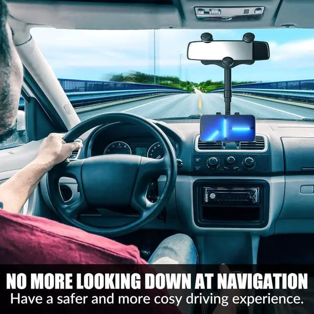 Alt view image 6 of 7 - Rear View Mirror Phone Holder 2023 Rotatable and Retractable Universal Mount Cell Car Fit for iPhone 11 12 13 14 Pro Max  All Phone