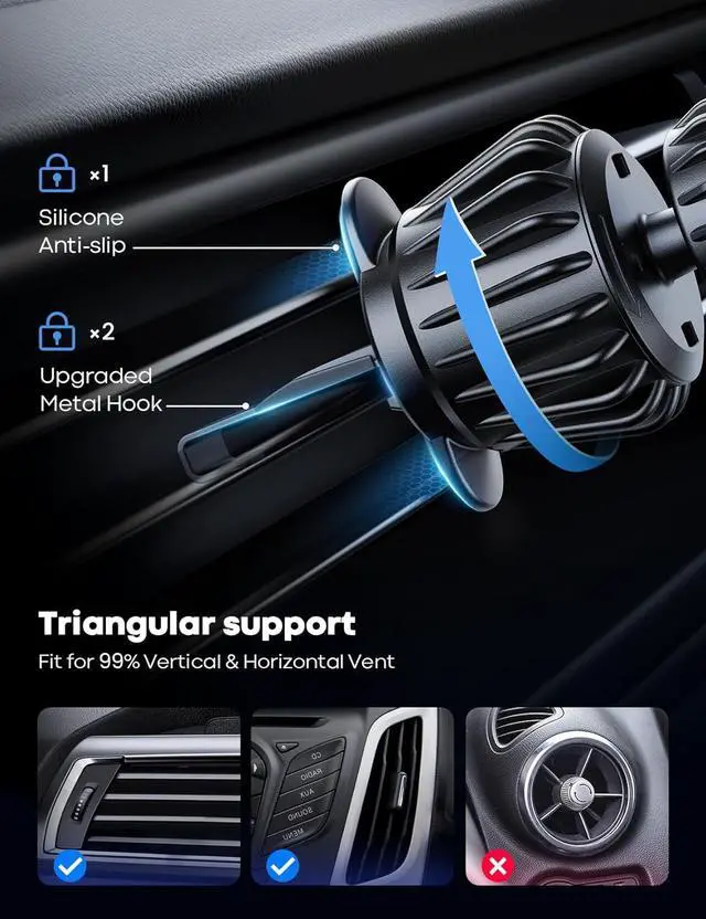 Alt view image 5 of 7 - Lamicall Fits MagSafe Car Mount - [20 Super Magnets] Magnetic Car Phone Mount, Air Vent Phone Holder Car, Hands Free Cell Phone Holder Clip for iPhone 15 14 13 Pro Plus Max Mini Mag Safe Case