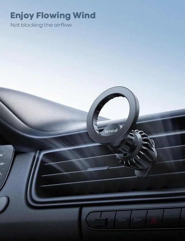 Alt view image 6 of 7 - Lamicall Fits MagSafe Car Mount - [20 Super Magnets] Magnetic Car Phone Mount, Air Vent Phone Holder Car, Hands Free Cell Phone Holder Clip for iPhone 15 14 13 Pro Plus Max Mini Mag Safe Case