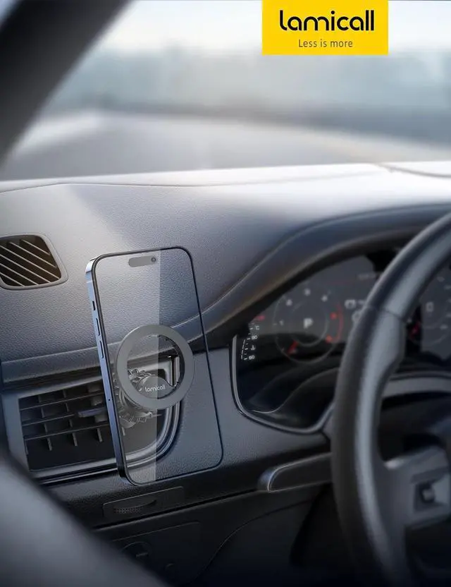 Alt view image 7 of 7 - Lamicall Fits MagSafe Car Mount - [20 Super Magnets] Magnetic Car Phone Mount, Air Vent Phone Holder Car, Hands Free Cell Phone Holder Clip for iPhone 15 14 13 Pro Plus Max Mini Mag Safe Case