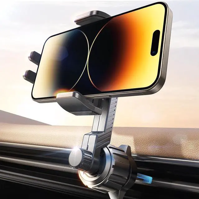 Main image of Phone Mount for Car Vent [Never Blocking] 360 Rotatable Car Phone Holder Mount Air Vent Clip Hands Free Cellphone Car Mount for iPhone 16 Pro Max Plus 16e 15 14 13  Android Black