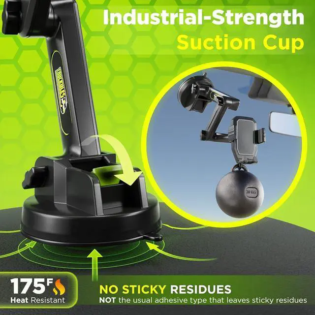 Alt view image 2 of 7 - Truck Phone Holder Mount Heavy Duty Cell Phone Holder for Truck Dashboard Windshield 16.9 inch Long Arm, Super Suction Cup & Stable, Compatible with iPhone & Samsung, Gray, Pickup Truck