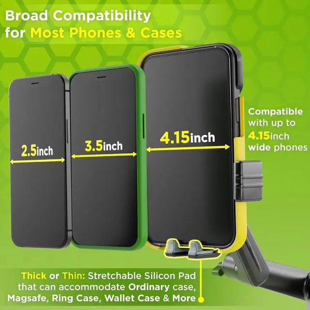 Alt view image 4 of 7 - Truck Phone Holder Mount Heavy Duty Cell Phone Holder for Truck Dashboard Windshield 16.9 inch Long Arm, Super Suction Cup & Stable, Compatible with iPhone & Samsung, Gray, Pickup Truck