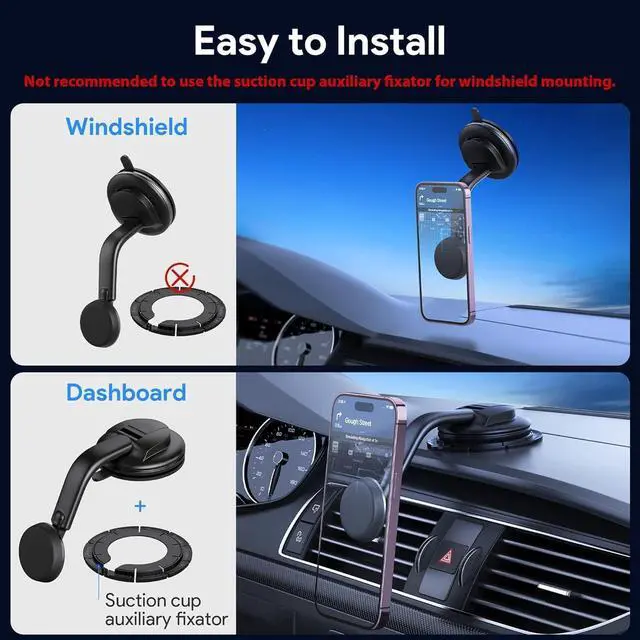 Alt view image 3 of 6 - Magnetic Phone Holder for Car [ Powerful Magnets & Military-Grade Suction] Car Phone Holder Mount Dashboard Windshield Cell Phone Holder Phone Stand for Car iPhone Android Automobile Cradle