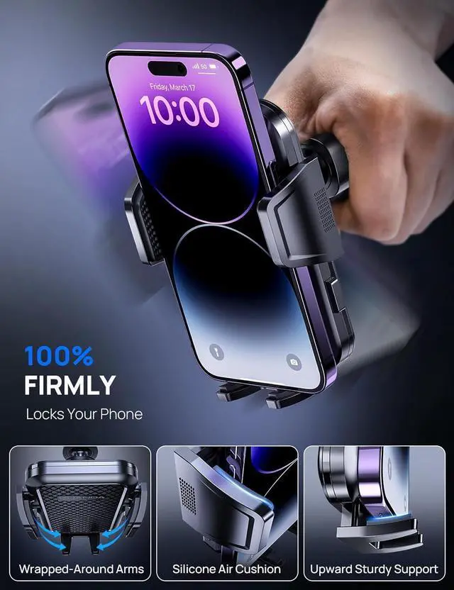 Alt view image 4 of 6 - Car Phone Holder Mount for Air Vent [Never Shake Hook Clip] 360° Adjustable Vent Clip Compatible with Big Phones Thick Cases Phone Holders for Your CarFits iPhone  and Android