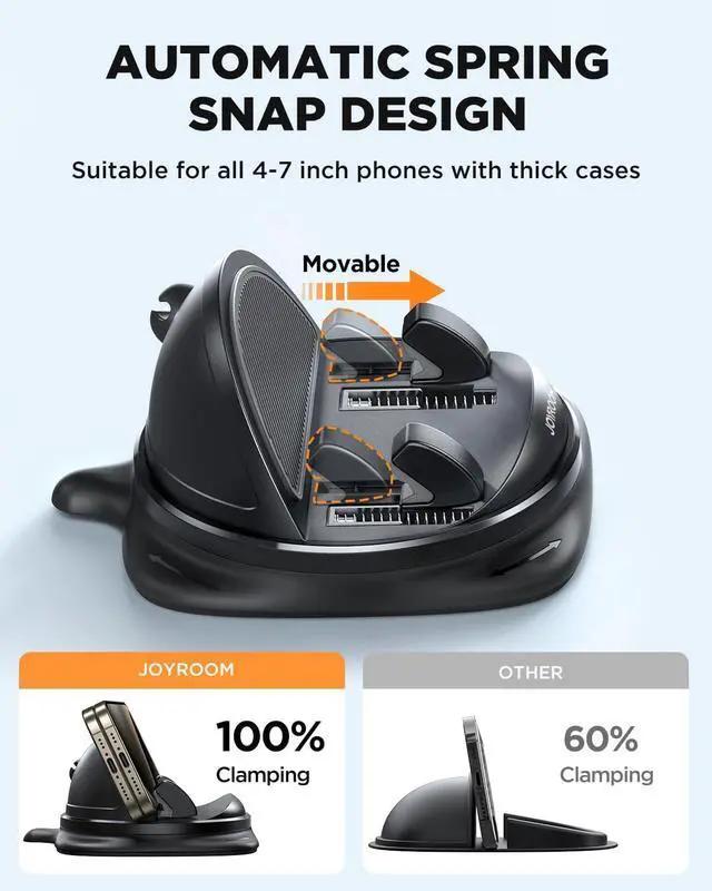 Alt view image 3 of 7 - Phone Holders for Your Car 360 Rotatable Cell Phone Car Mount Adjustable Spring Design Dashboard Phone Mount for Car One-Hand Operation for iPhone 16 pro  S25 All 4-7 Phones