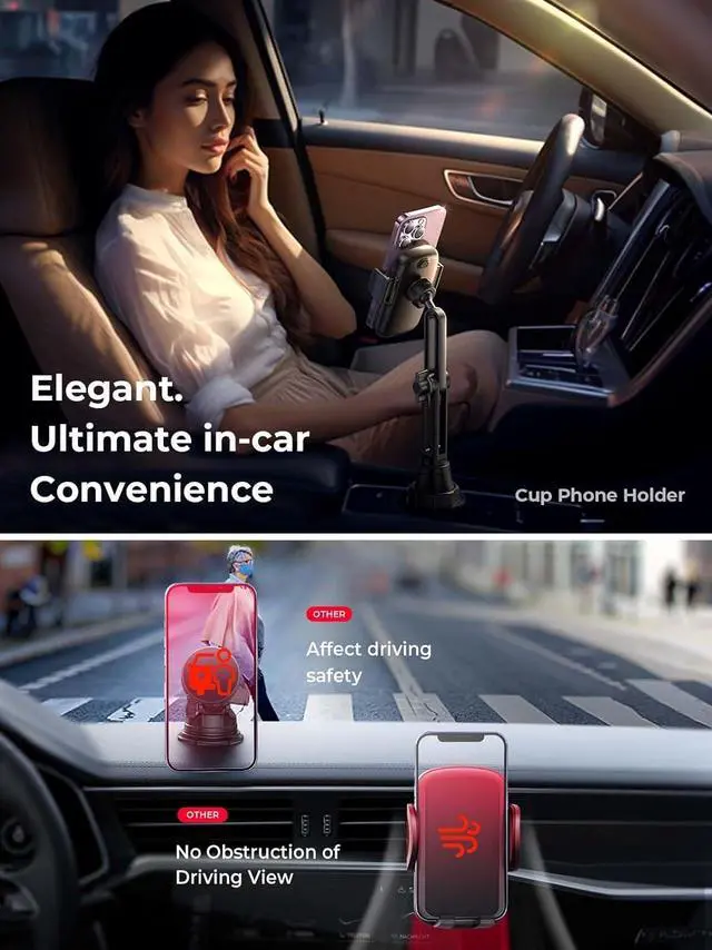Alt view image 5 of 7 - Cup Holder Phone Holder for Car Mount 2024 New Car Cup Phone Holders for Your Car Adjustable Cell Phone Holder Car Accessories for iPhone  23 Google All Smartphones 4-7 inches
