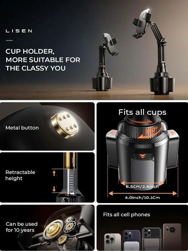 Alt view image 7 of 7 - Cup Holder Phone Holder for Car Mount 2024 New Car Cup Phone Holders for Your Car Adjustable Cell Phone Holder Car Accessories for iPhone  23 Google All Smartphones 4-7 inches