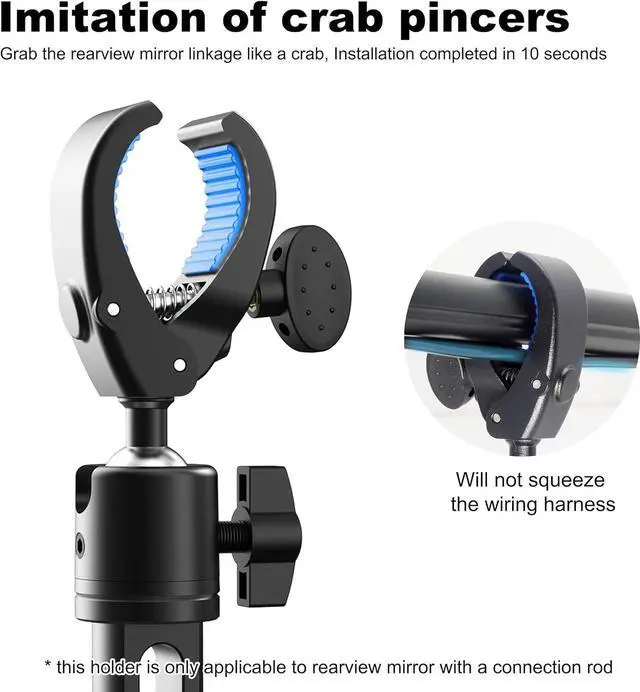 Alt view image 4 of 7 - Quyee Phone Holder Car, Rear View Mirror Phone Holder - Aluminum Alloy Mount Multi-Angle Adjustment Rotatable and Retractable Compatible with All 4-7 Inch iPhone and Android Cell Phones