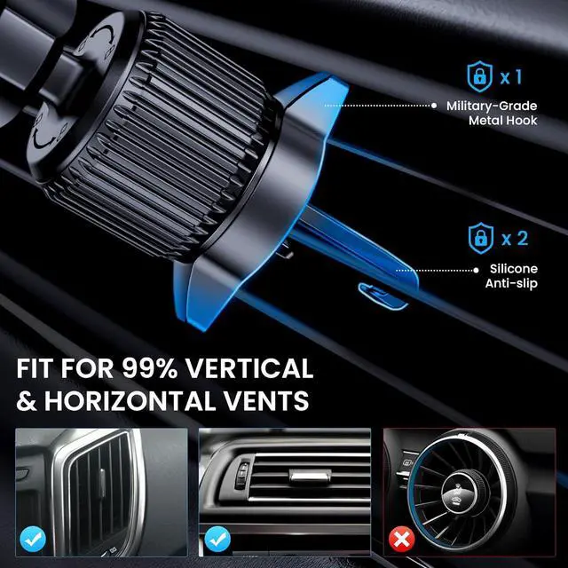 Alt view image 7 of 7 - Phone Holder Car [Military-Grade Suction] Universal Car Phone Holder [Thick Case Friendly] Automobile Accessories Dashboard Air Vent Windshield Phone Mount Fit for iPhone Android Smartphones
