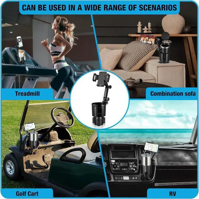 Alt view image 6 of 6 - Cup Holder Phone Mount 2 in 1 Cup Holder Expander for Car Long Arm with 360°Rotation Cup Holder Cell Phone Holder for Car Compatible with All Smartphones
