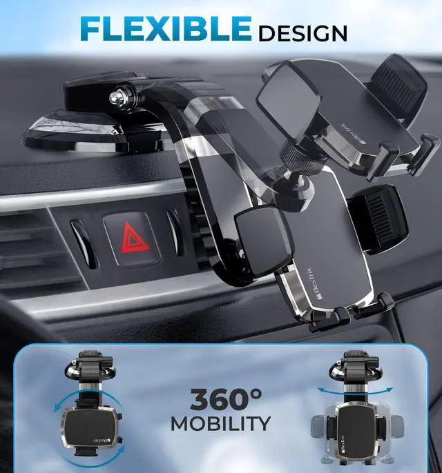 Alt view image 5 of 6 - SmartClamp Car Phone Mount | Dashboard Cell Phone Car Phone Holder Compatible with iPhone 13 12 11 Pro Xr Xs XS MAX XR X Galaxy S20 Note 20 Ultra & All Smartphones