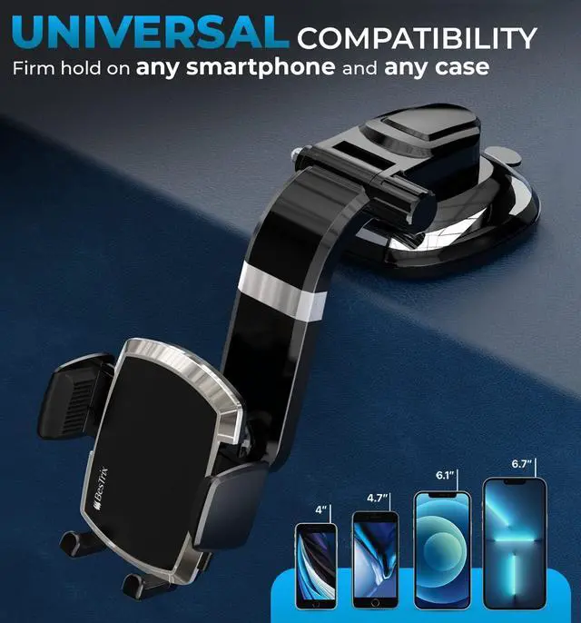 Alt view image 4 of 6 - SmartClamp Car Phone Mount | Dashboard Cell Phone Car Phone Holder Compatible with iPhone 13 12 11 Pro Xr Xs XS MAX XR X Galaxy S20 Note 20 Ultra & All Smartphones