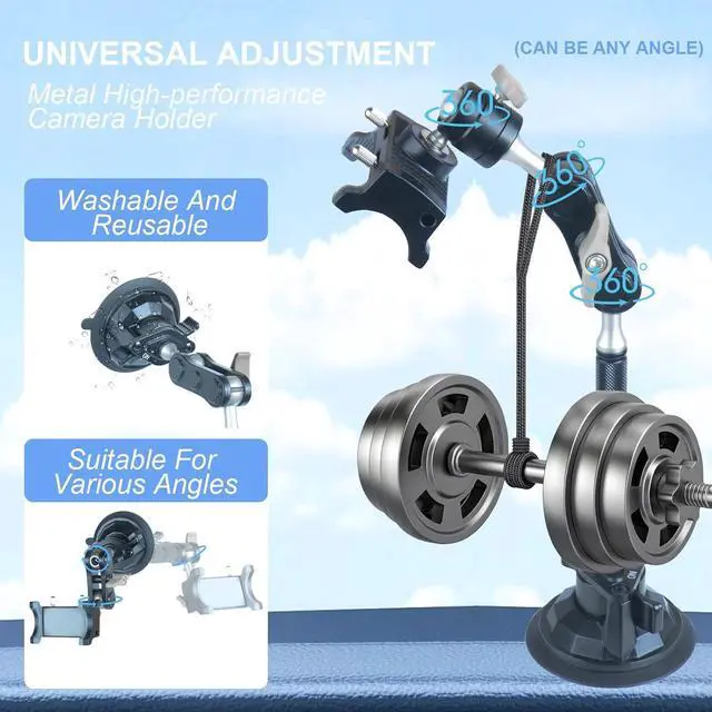 Alt view image 3 of 6 - leepiya Universal Ball Head Arm for Phone 360 Adjustable Car Suction Phone Holder with Remote Control Shooting Windshield Phone Mount for Car Cell Phone Holder Stand for Video Recording