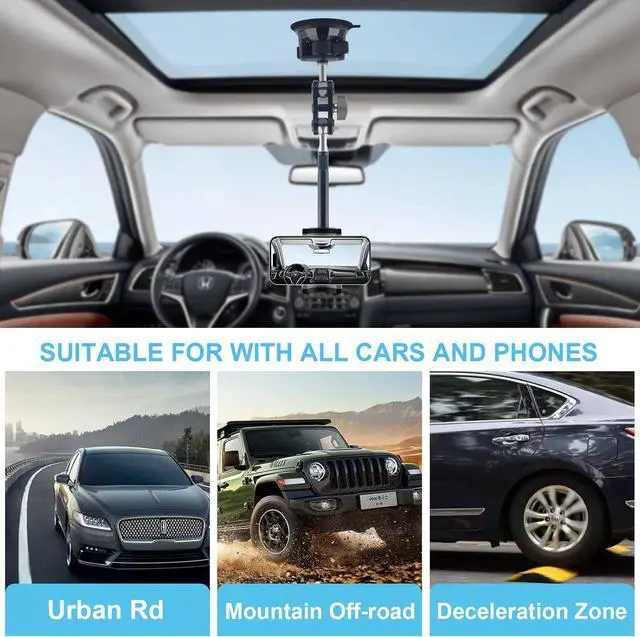 Alt view image 4 of 6 - leepiya Universal Ball Head Arm for Phone 360 Adjustable Car Suction Phone Holder with Remote Control Shooting Windshield Phone Mount for Car Cell Phone Holder Stand for Video Recording