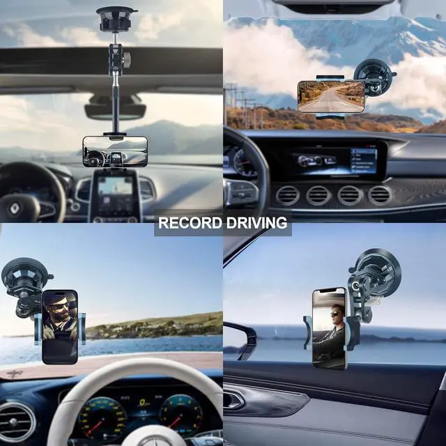 Alt view image 5 of 6 - leepiya Universal Ball Head Arm for Phone 360 Adjustable Car Suction Phone Holder with Remote Control Shooting Windshield Phone Mount for Car Cell Phone Holder Stand for Video Recording