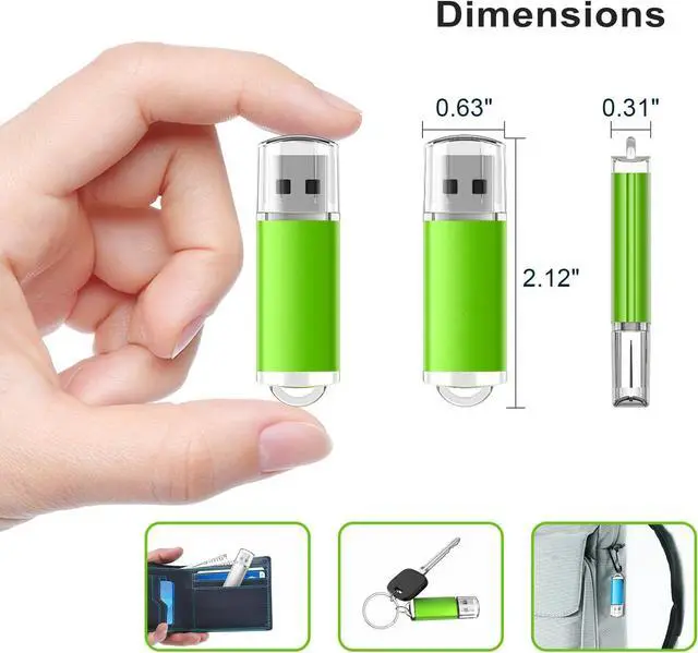 Alt view image 4 of 7 - USB Flash Drive 5 Pack 64GB USB 2.0 Flash Drive Memory Stick USB Drive Jump Drive USB Storage Flash Drives Pen Drive Thumb Drives (5 Mixed Colors: Black Blue Green Red Silver)