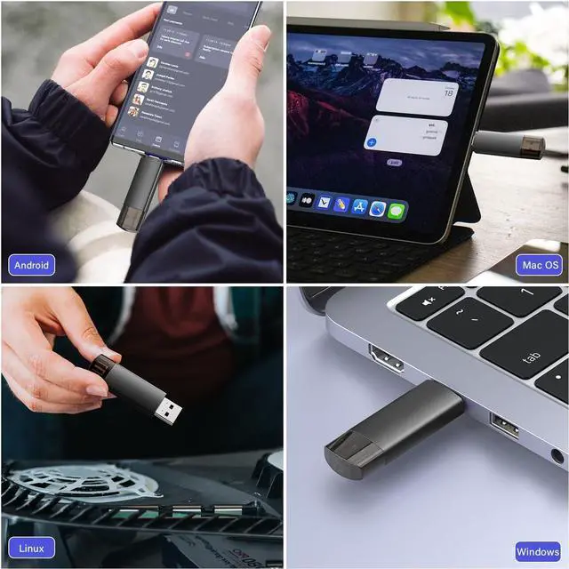 Alt view image 6 of 7 - 256GB USB C Flash Drive Dual USB 3.0 USB Drive Type C + USB A Portable Type-C USB Stick with Keychain Hole 2-in-1 USB-C Thumb Drive for Smartphone Tablet Computer Mac iPhone 15
